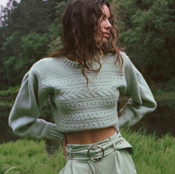 For Love And Lemons Sweaters - For Love & Lemons Green Dominique Sweater sz S